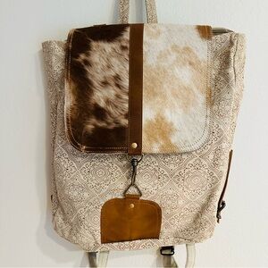 Chloe & Lex Backpack Cowhide Leather Canvas